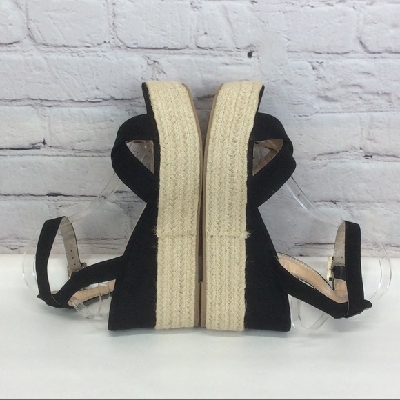 X2B Sandals Women’s Size 10 Black Vegan Suede Platform Wedge Espadrille Strappy - Picture 5 of 10